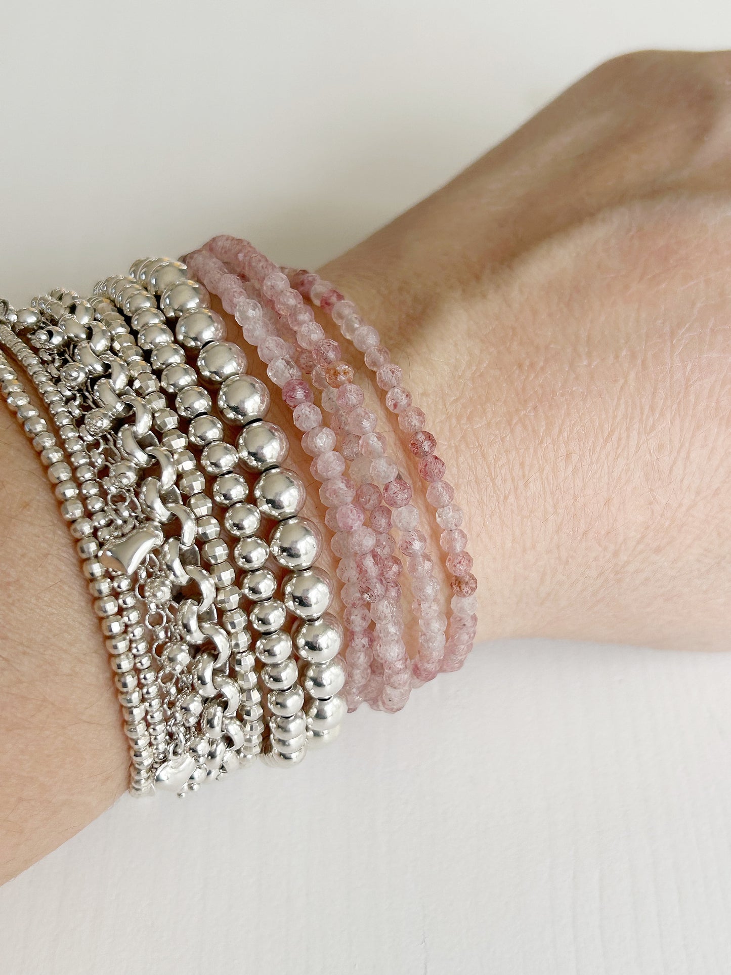 Halskette oder Armband Erdbeerquarz mit Anhänger