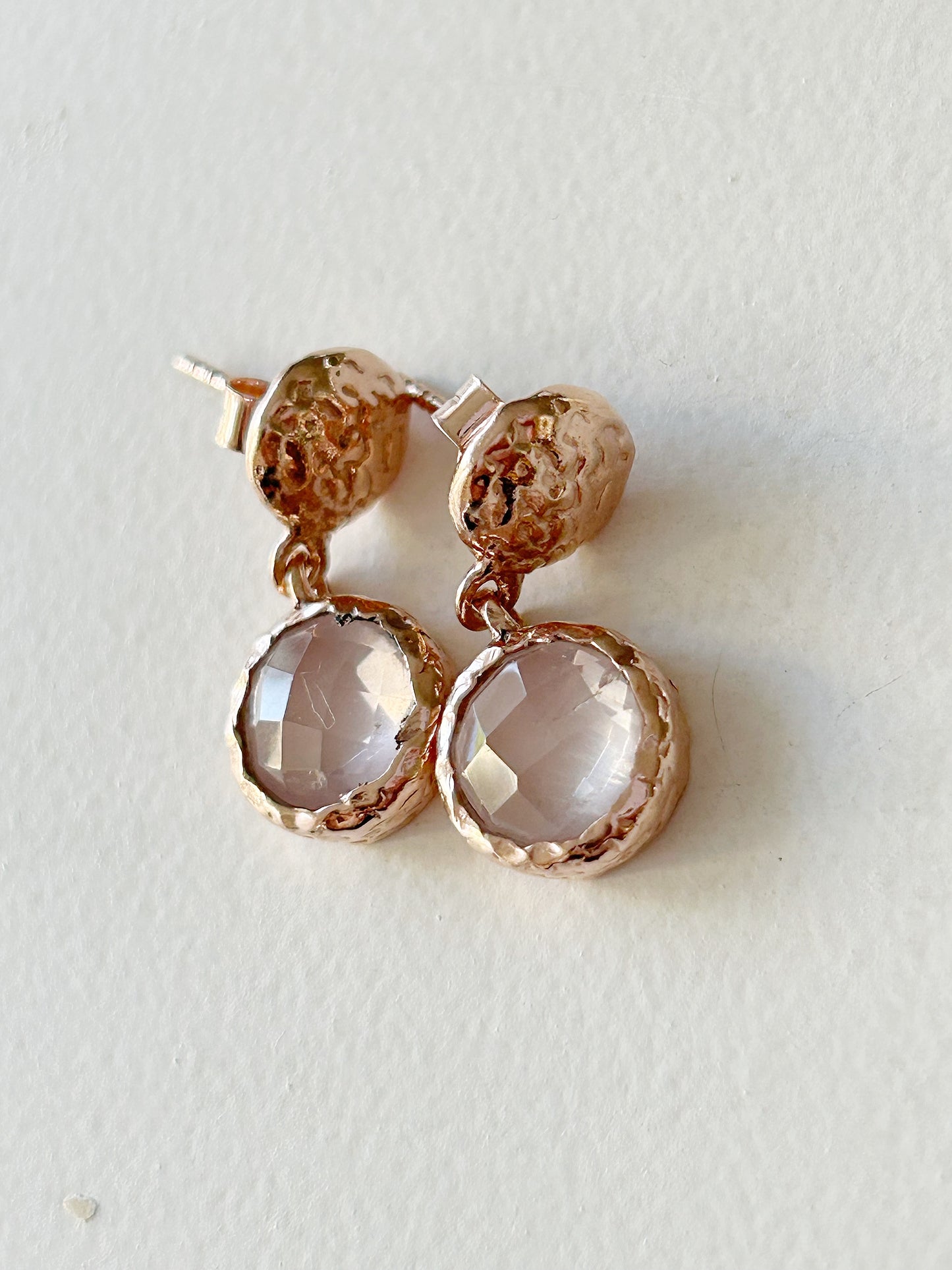 Ohrhänger facettierter Rosenquarz silber rosé vergoldet