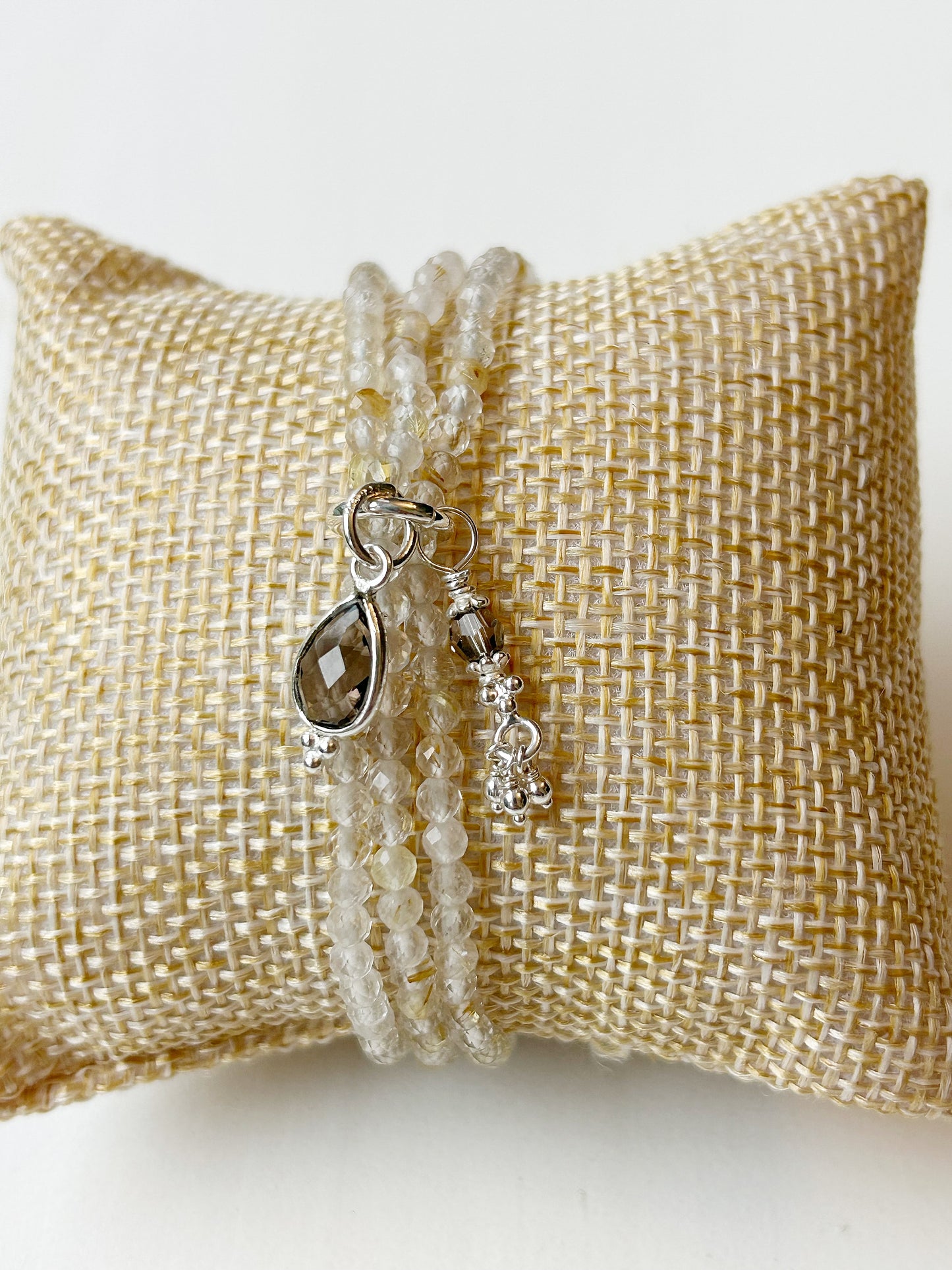 Armbandset aus Rutil Quarz mit Rauchquarz-Anhänger