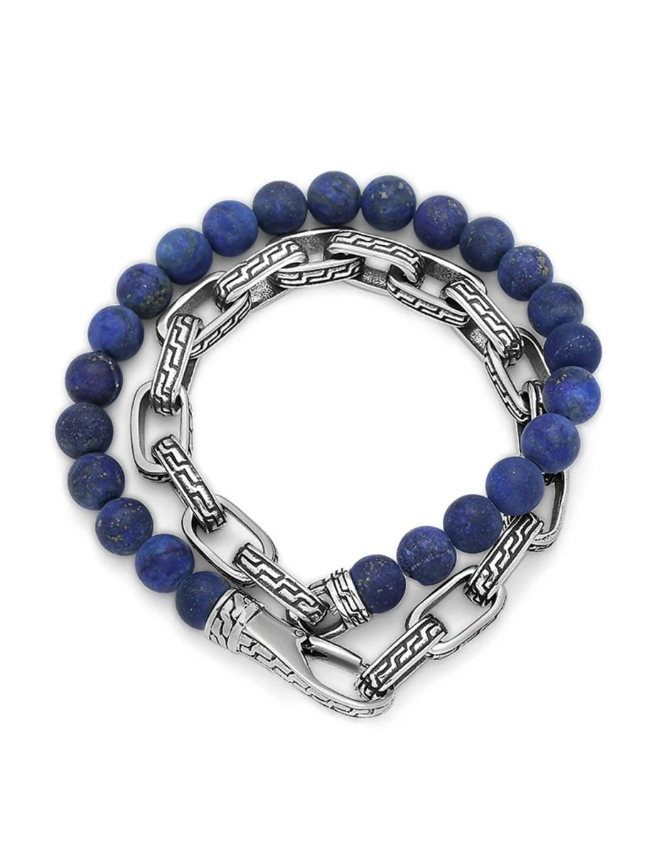 Armkette Lapislazuli und Edelstahl
