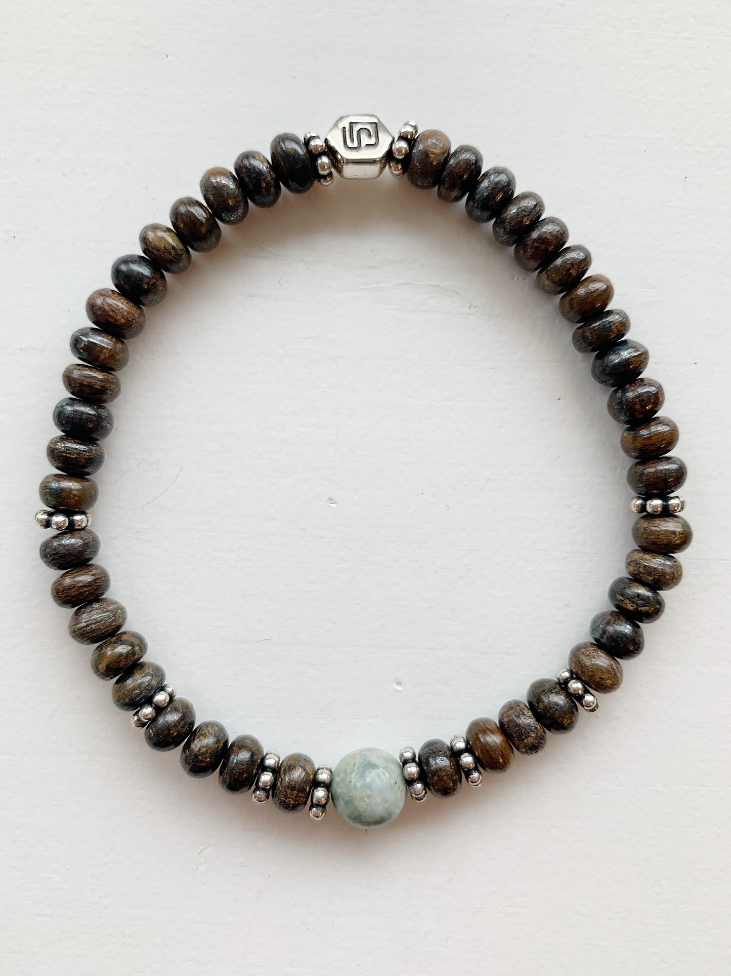Armband Bronzit, Larimar und Silber