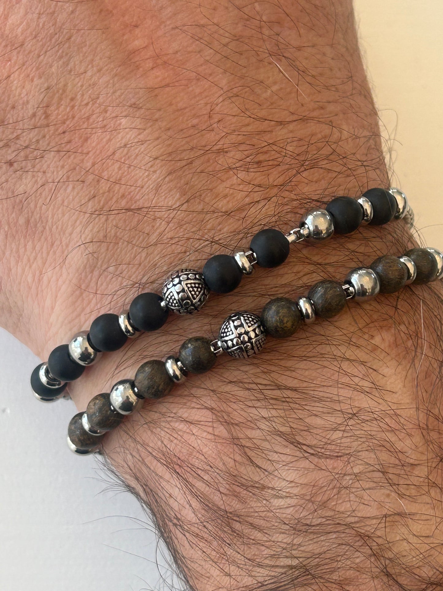 Armkette Bronzit mit Stahl