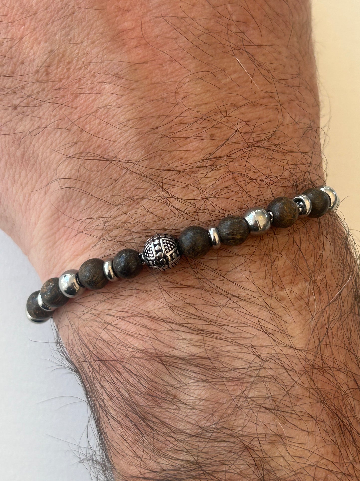 Armkette Bronzit mit Stahl