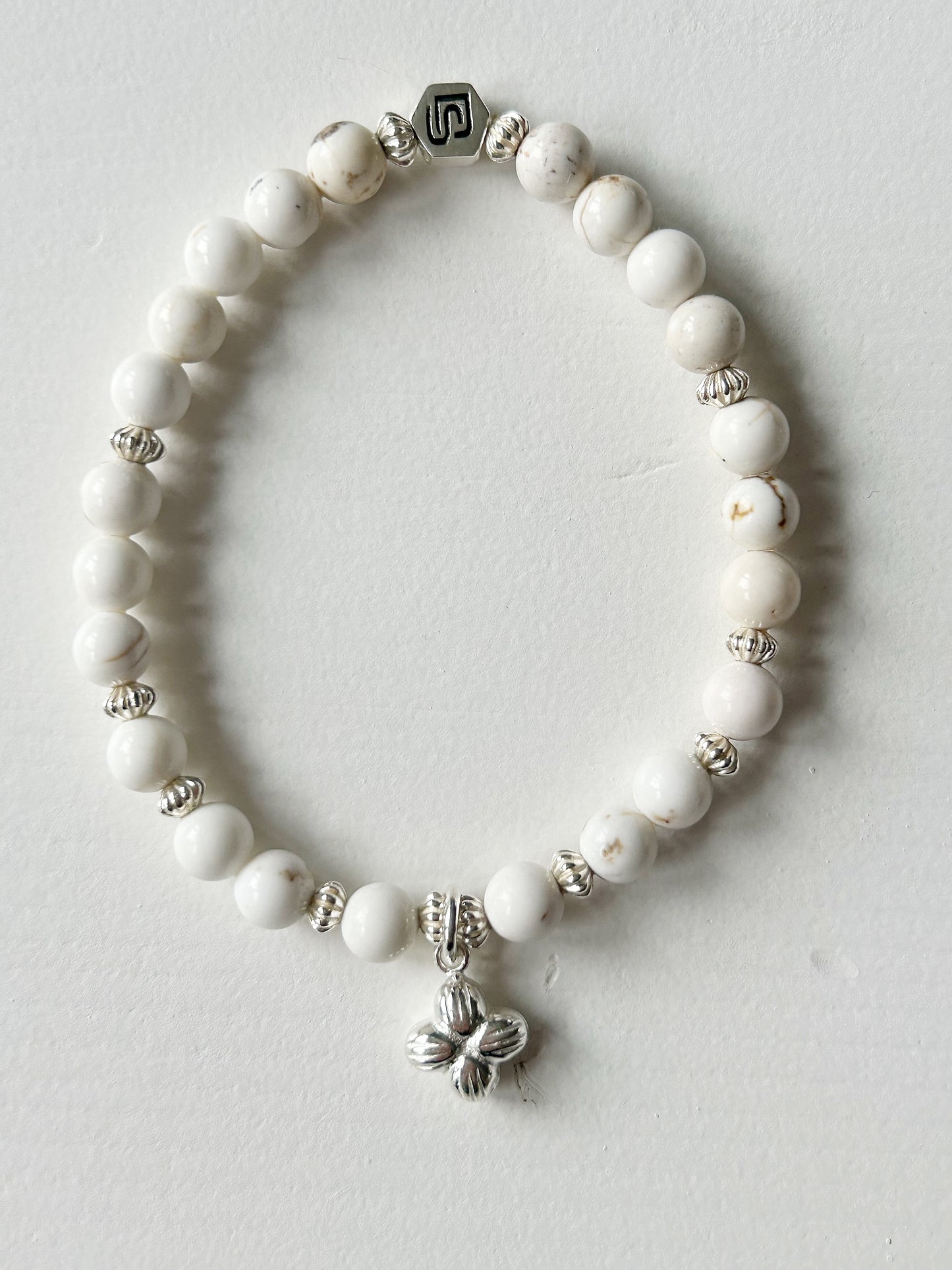 Armband Dendriten-Jaspis und Silberblüte