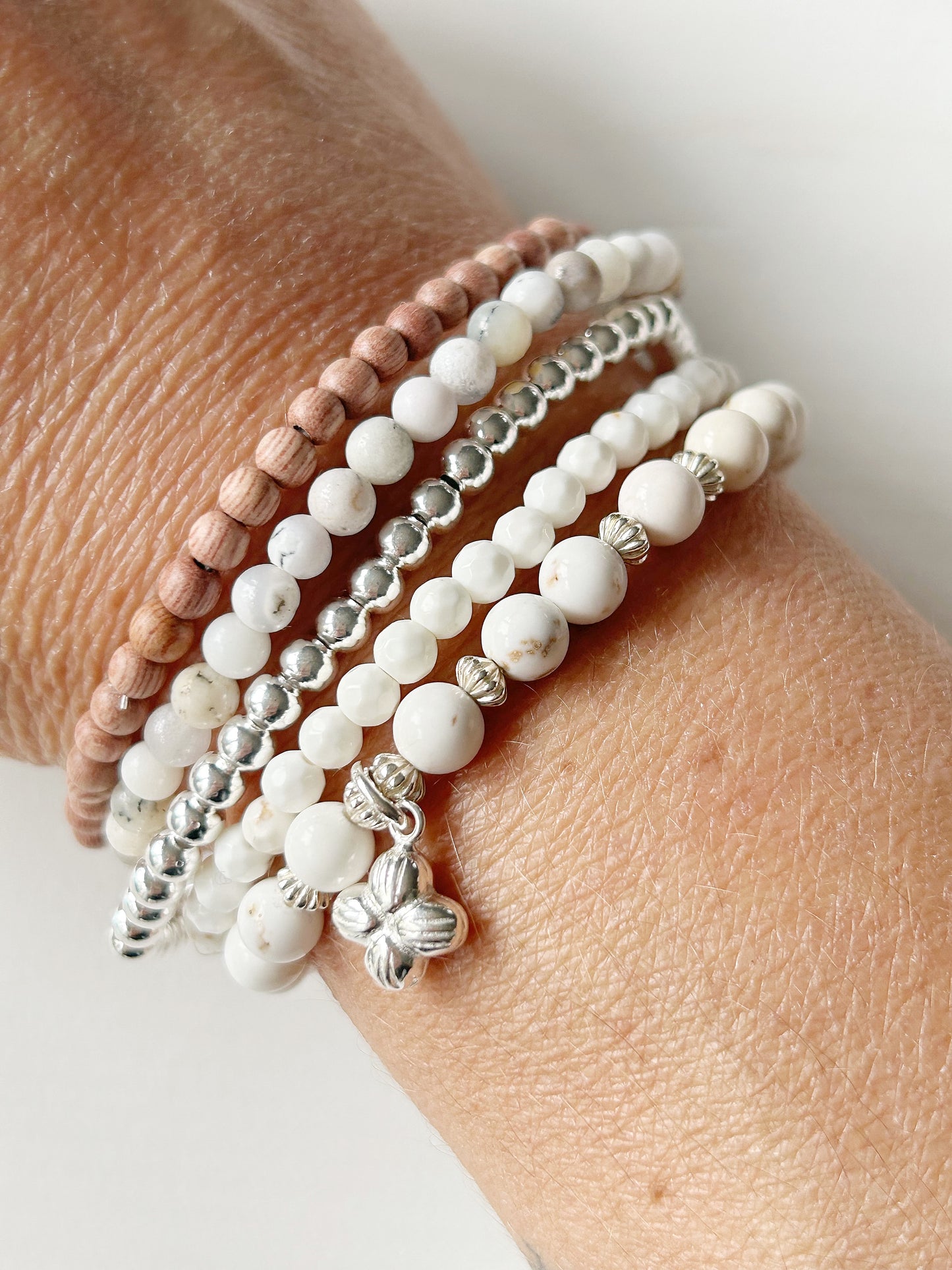 Armband Dendriten-Jaspis und Silberblüte