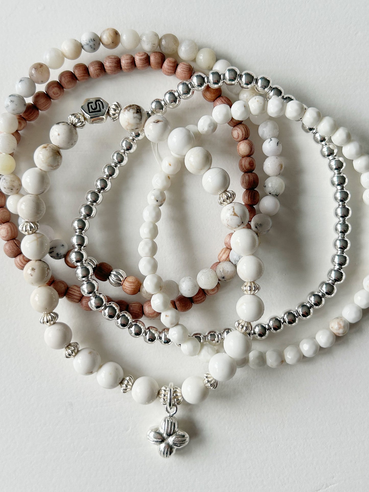 Armband Dendriten-Jaspis und Silberblüte