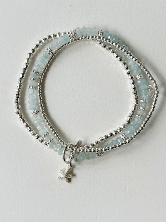 Aquamarin Armband mit Seestern-Anhänger
