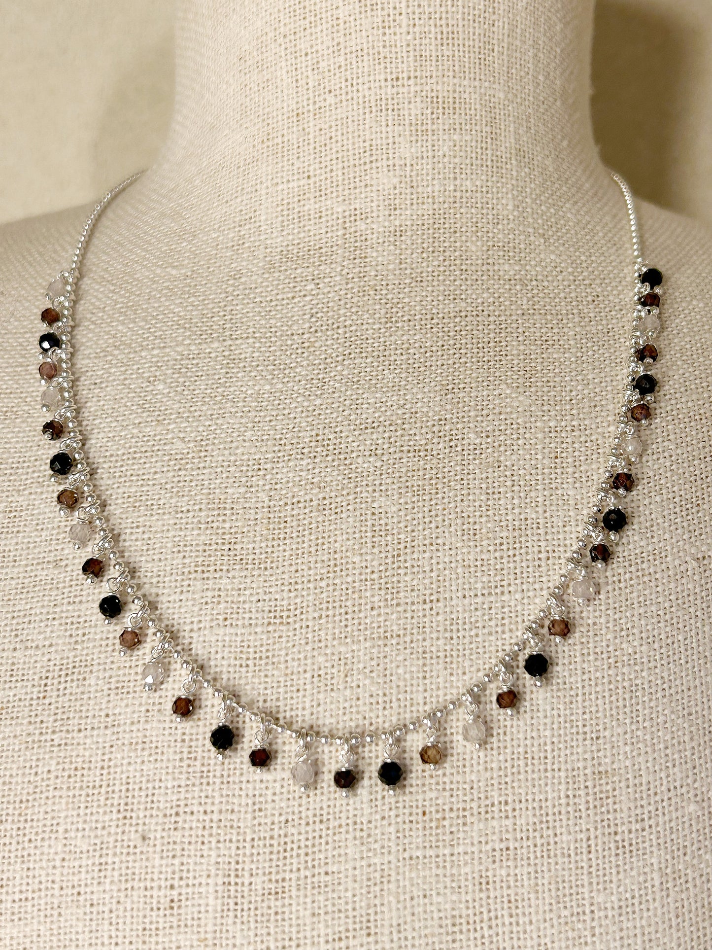 Halskette Zirkon braun-schwarz