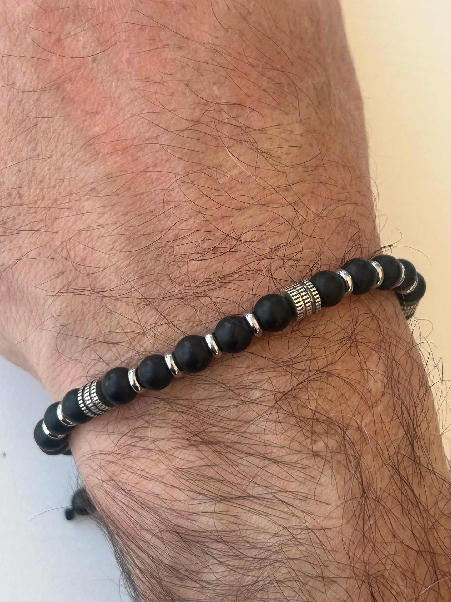 Onyx Armband mit Stahl