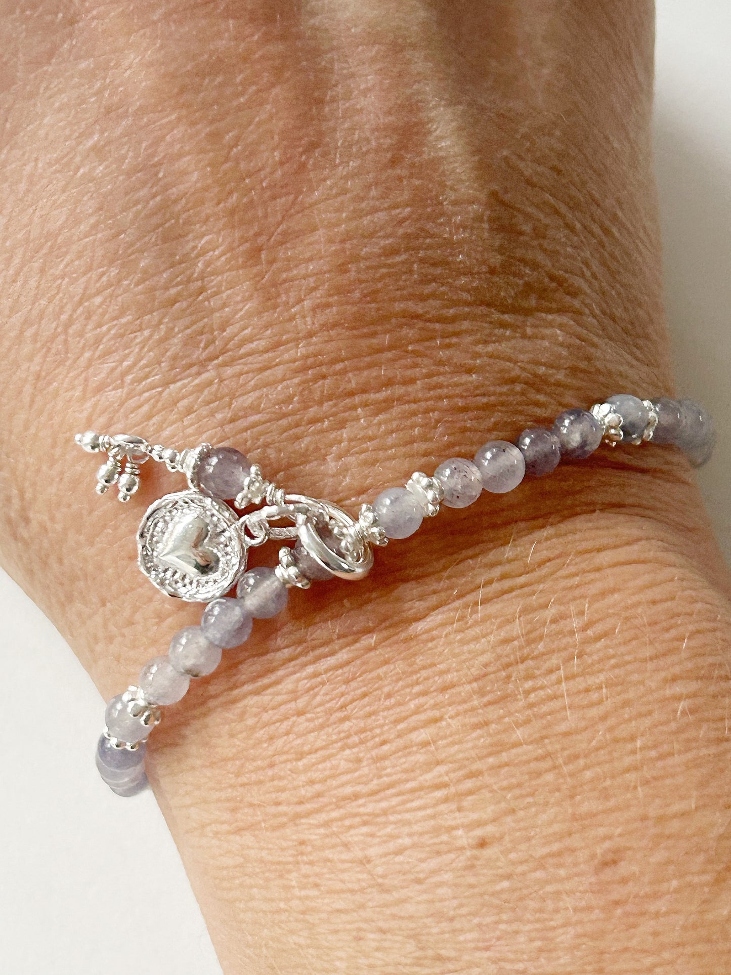 Labradorit Armband mit Herzmedaillon