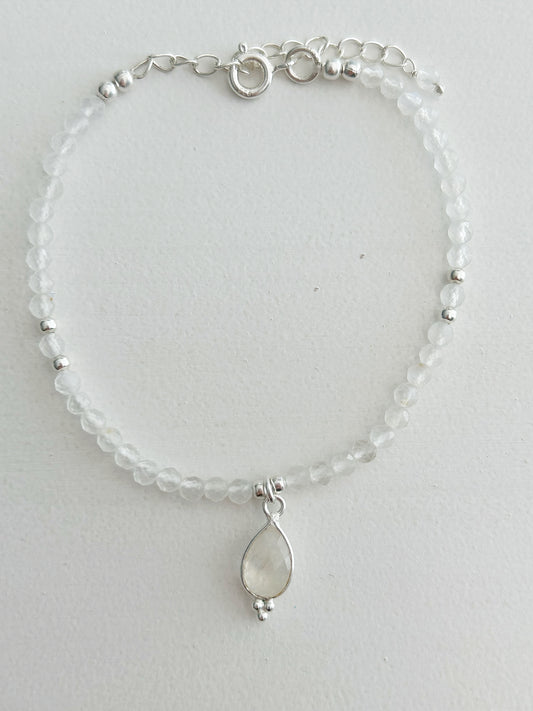 Armband Regenbogen Mondstein mit Anhänger