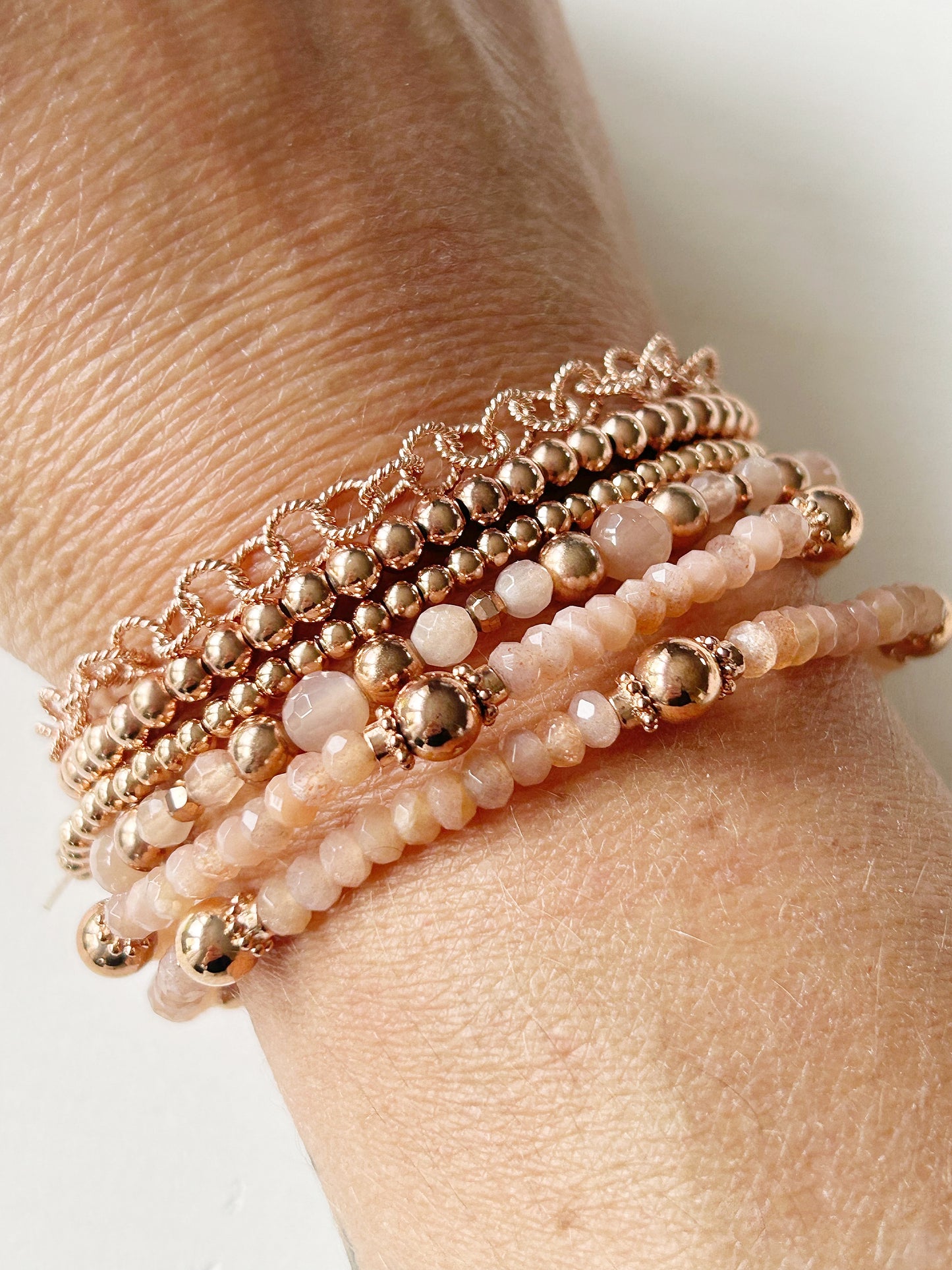 Armband Oranger-Mondstein Rosé-Gold