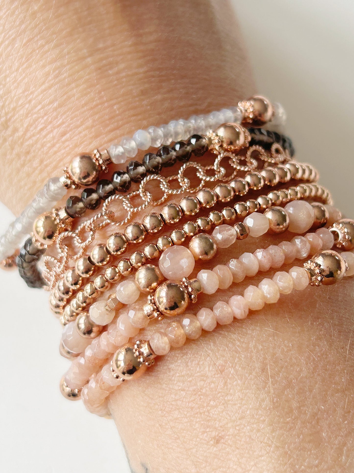 Armband Oranger-Mondstein Rosé-Gold