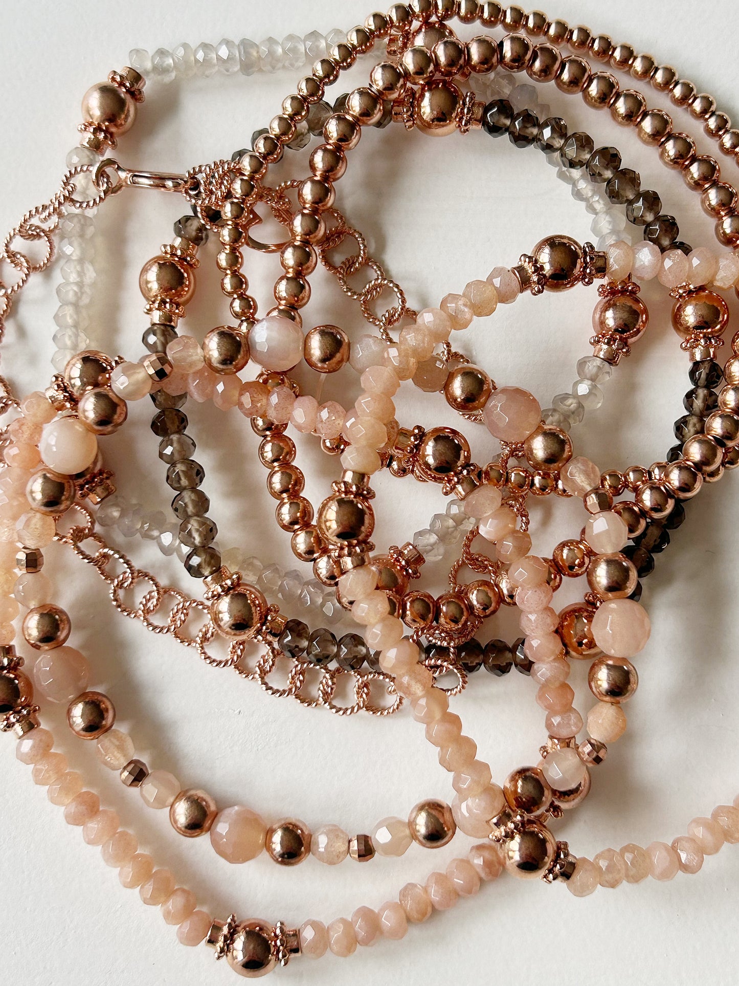 Armband Oranger-Mondstein Rosé-Gold