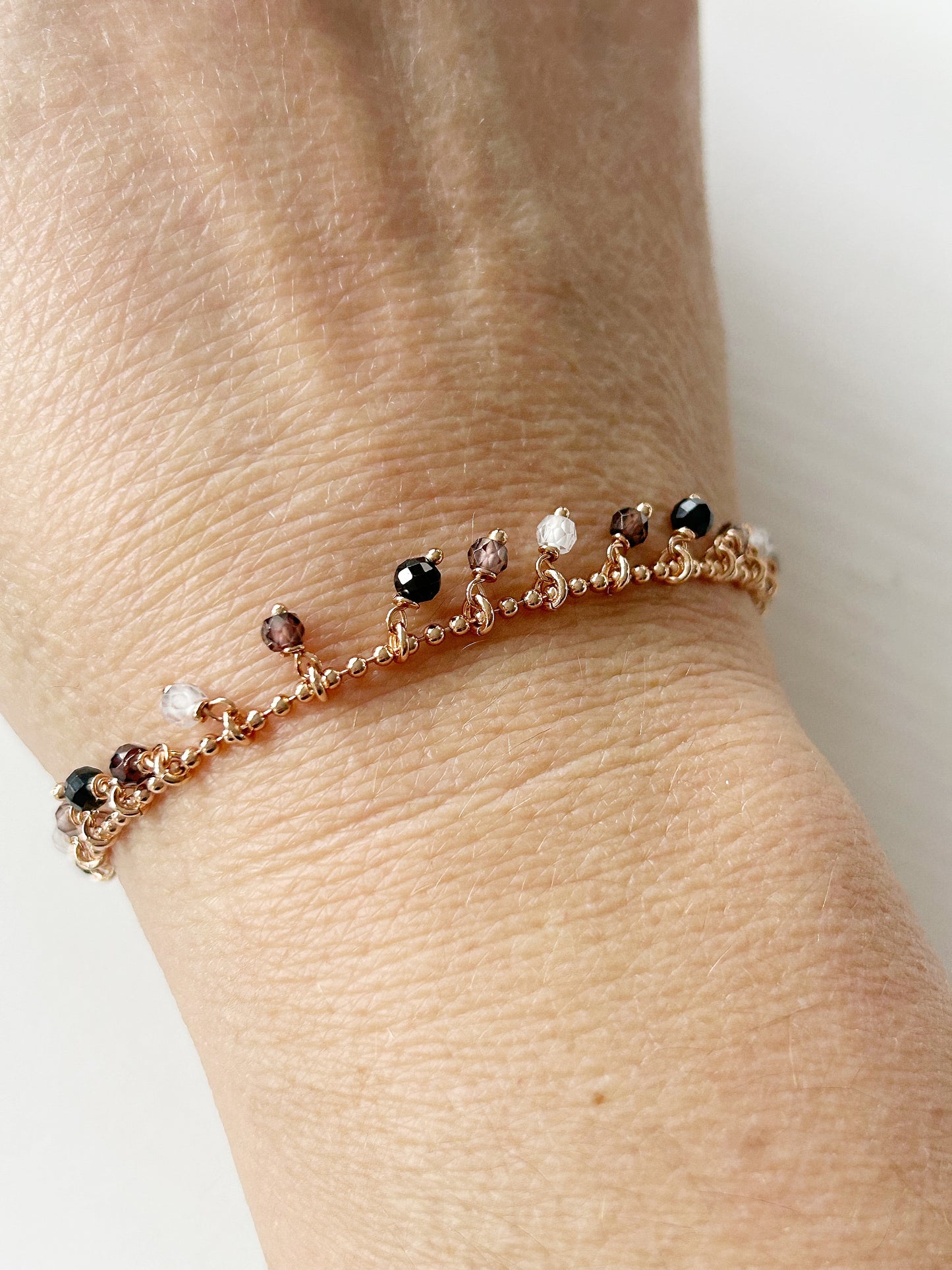 Armkette Zirkon braun-schwarz rosegold