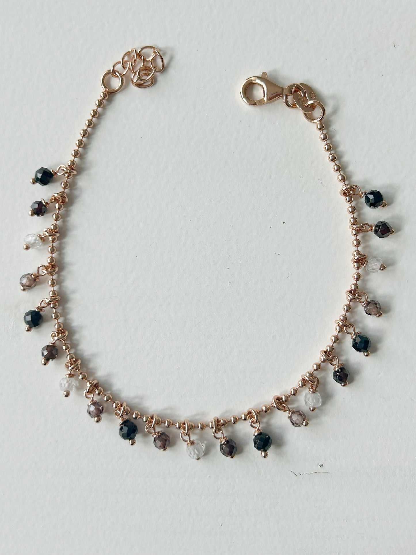 Armkette Zirkon braun-schwarz rosegold