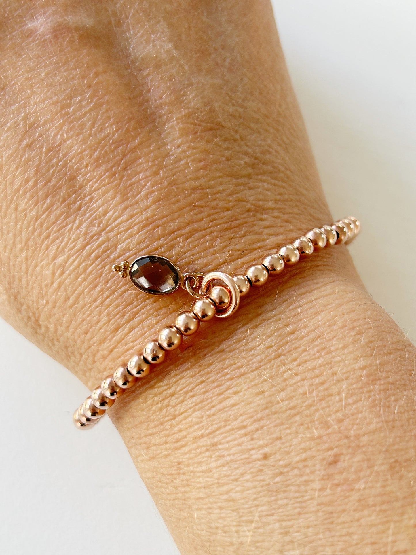 Armband Rosé Gold und Rauchquarz