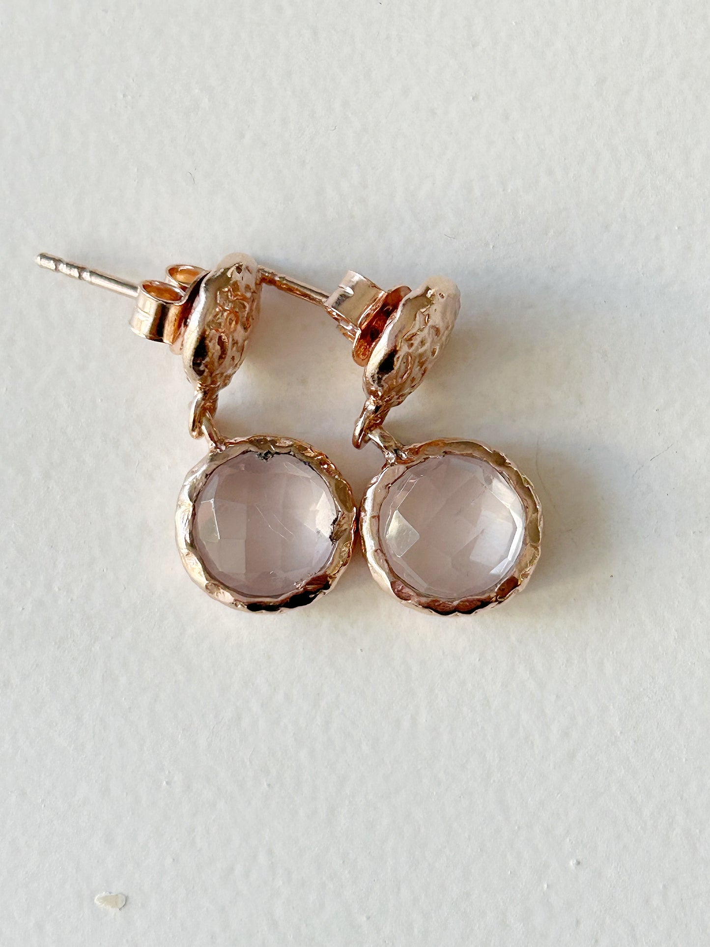 Ohrhänger facettierter Rosenquarz silber rosé vergoldet