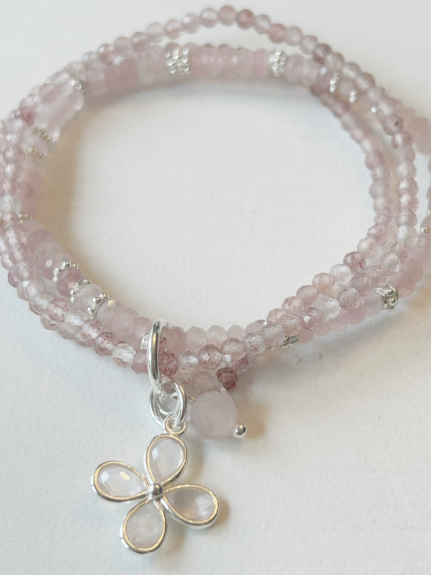 Rosenquarz Armband mit Anhänger