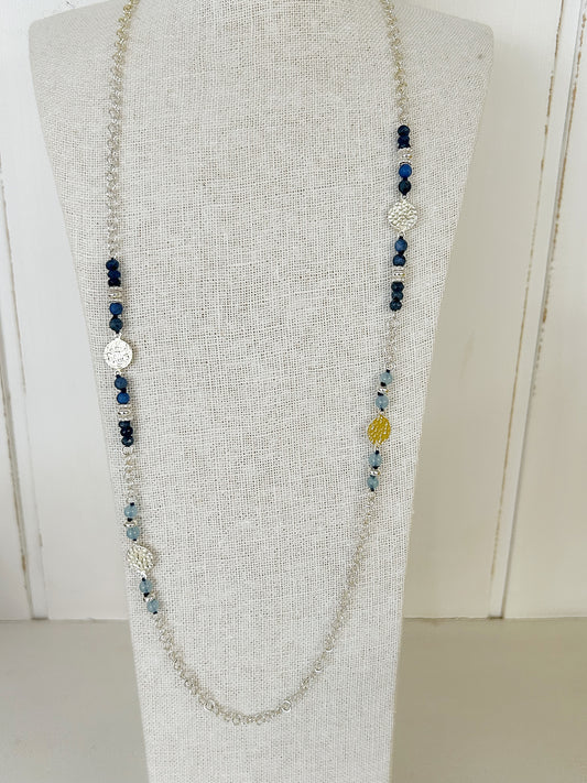 Halskette Sodalith und Aquamarin