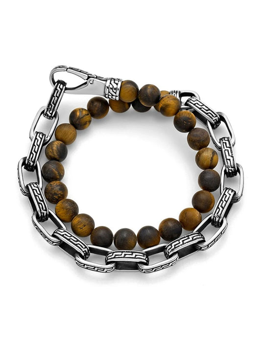 Armkette Tigerauge und Edelstahl