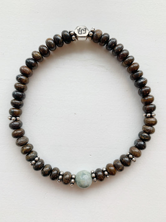 Armband Bronzit, Larimar und Silber