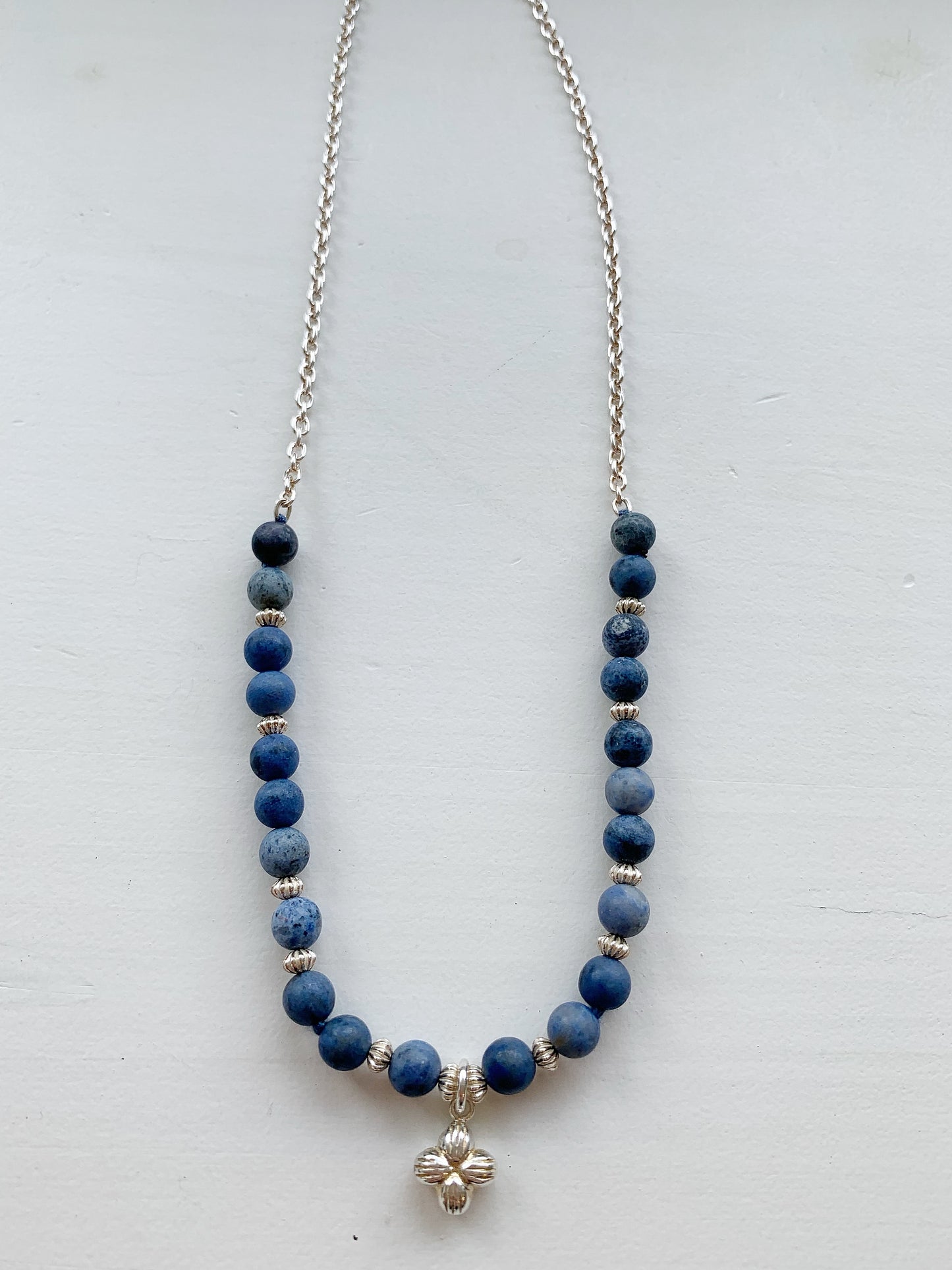 Halskette Dumortierit und Silber