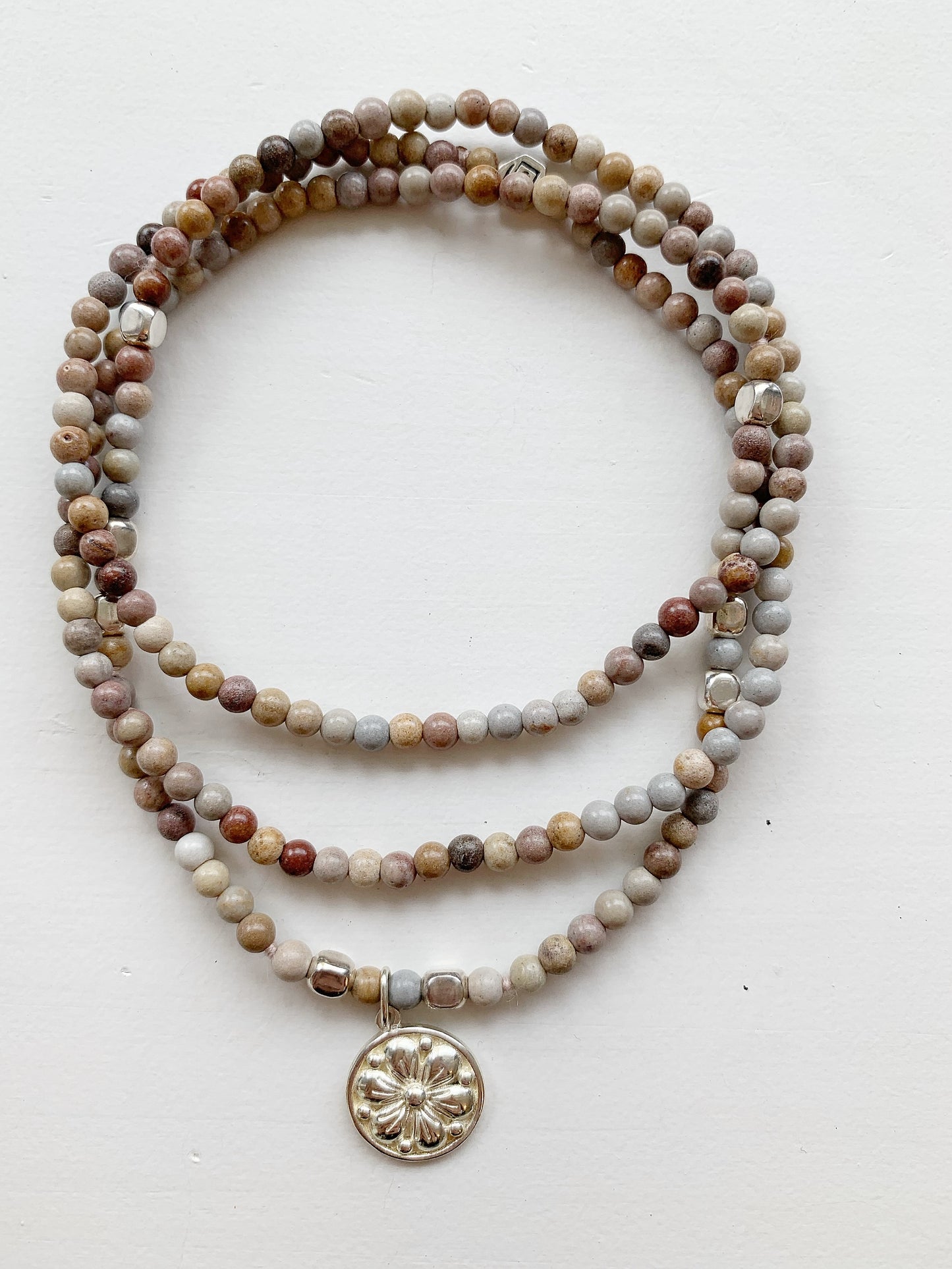 Halskette Marmor-Jaspis und Silber