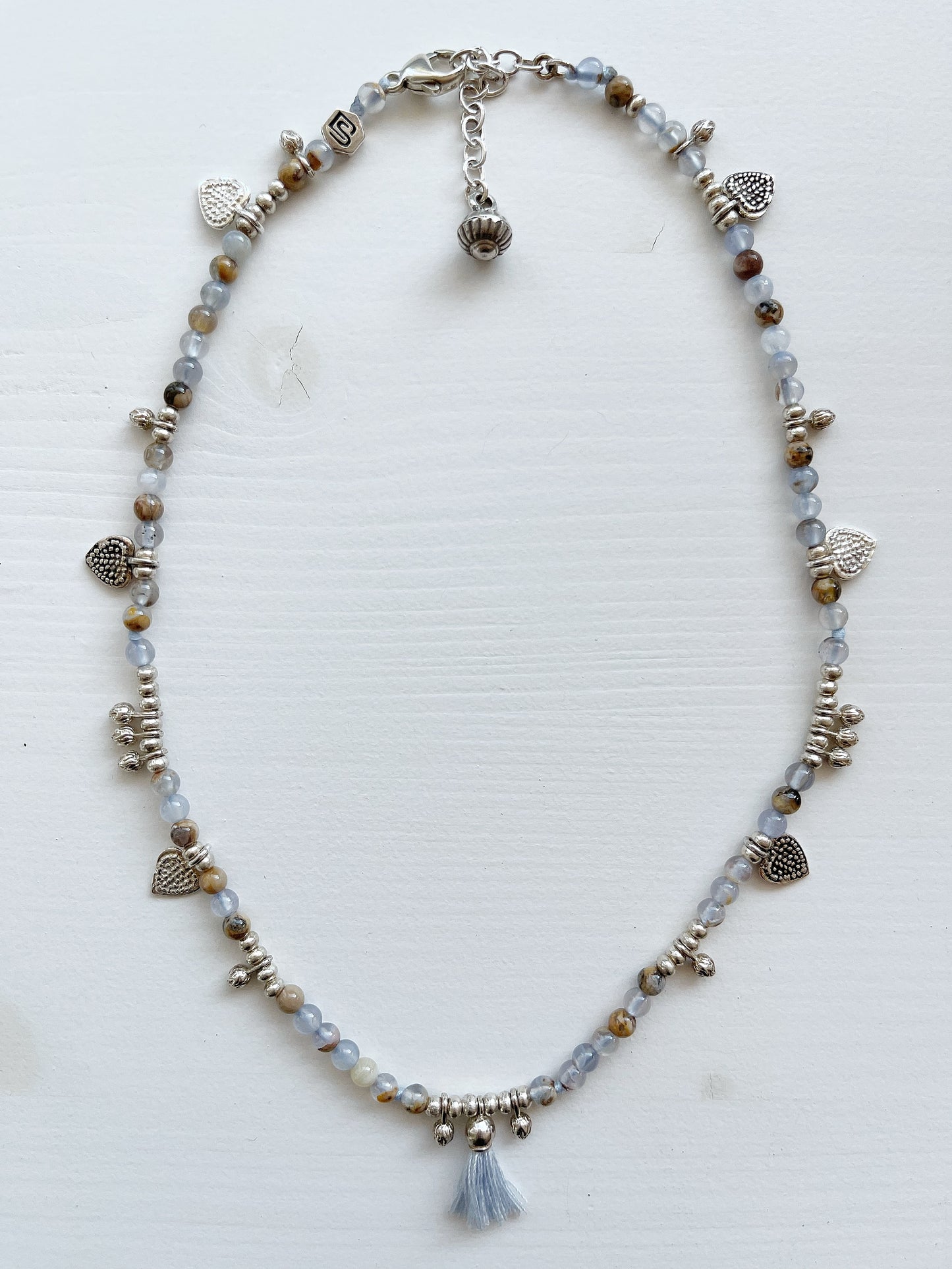 Halskette Chalcedon und Silber