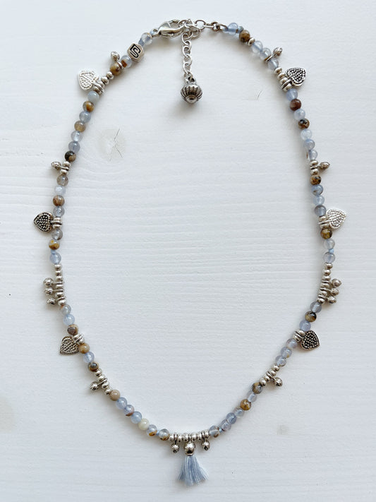 Halskette Chalcedon und Silber