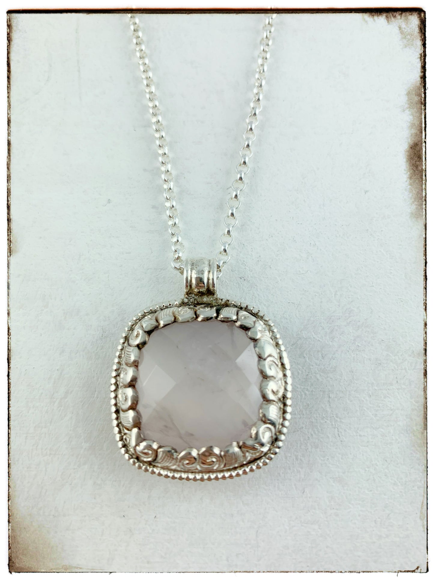 Anhänger mit Rosenquarz und Silber