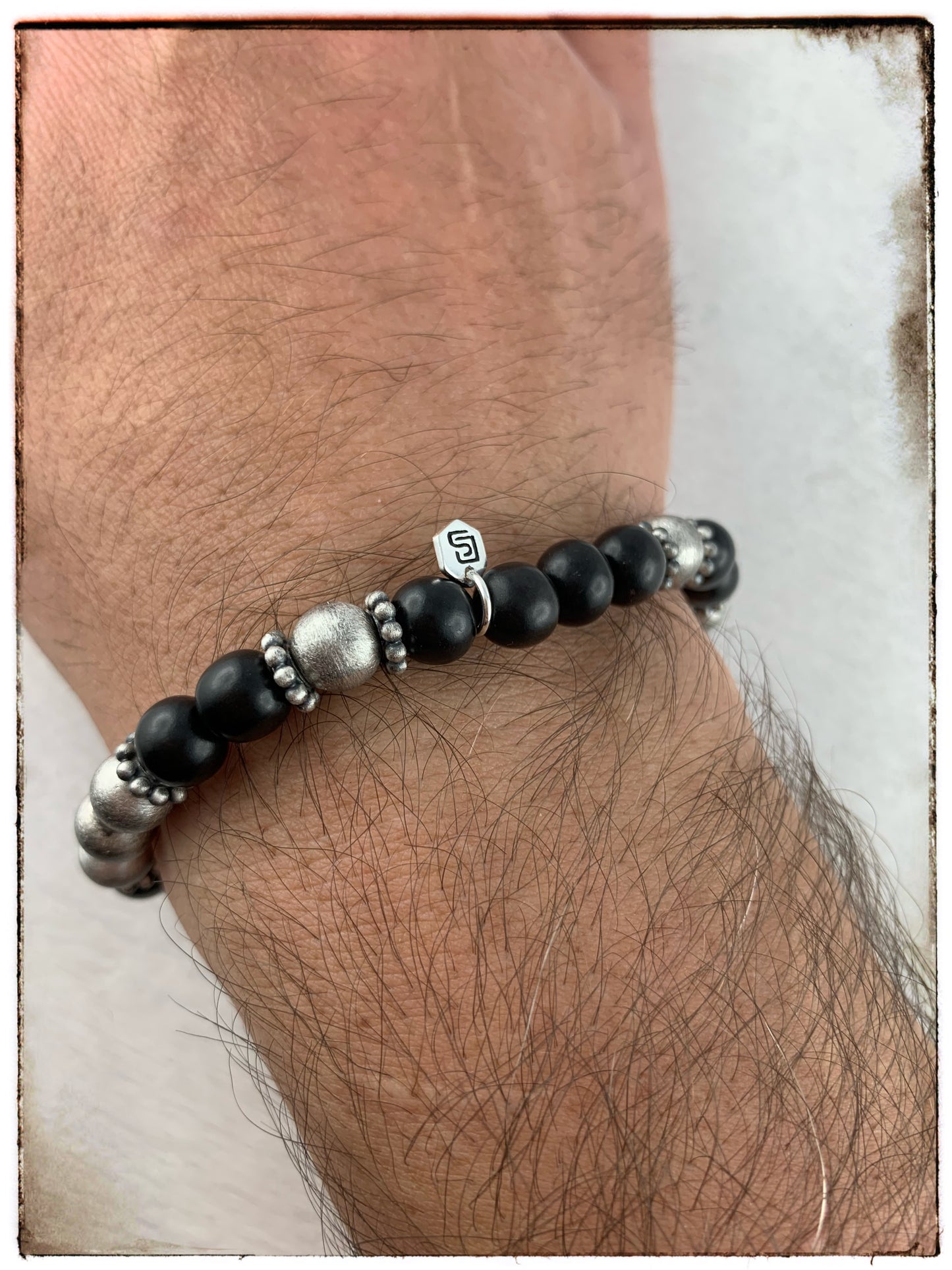Armband Ebenholz und Silber matt